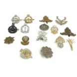 16 Military cap badges, including Irish, Scottish RAF Marines etc