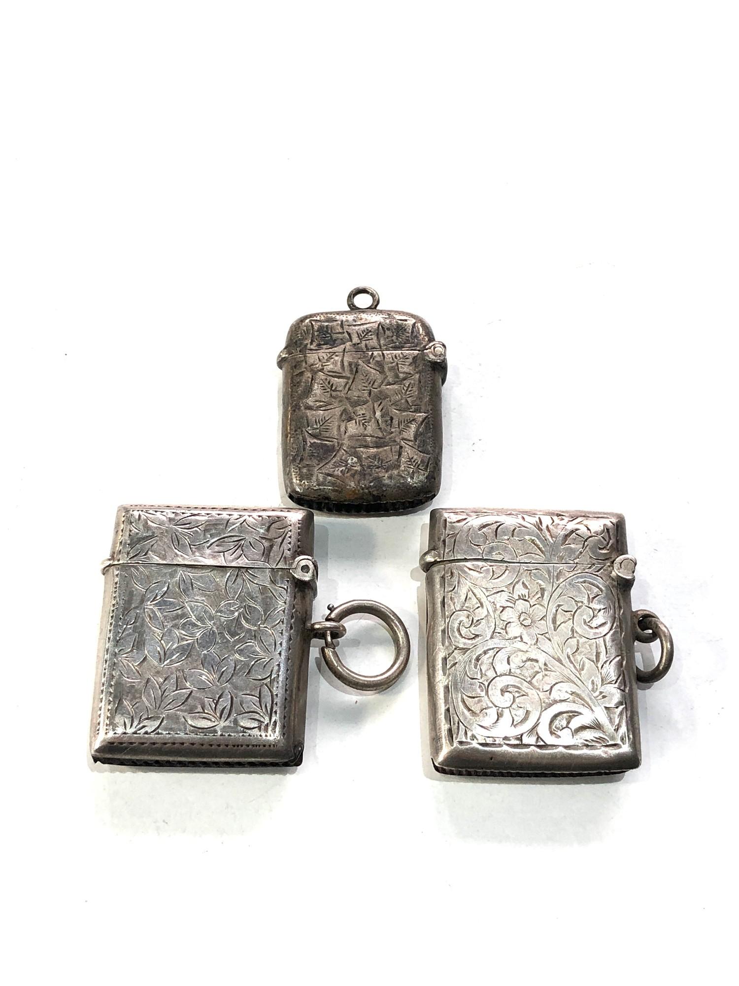 3 antique silver vesta / match strikers - Image 3 of 3