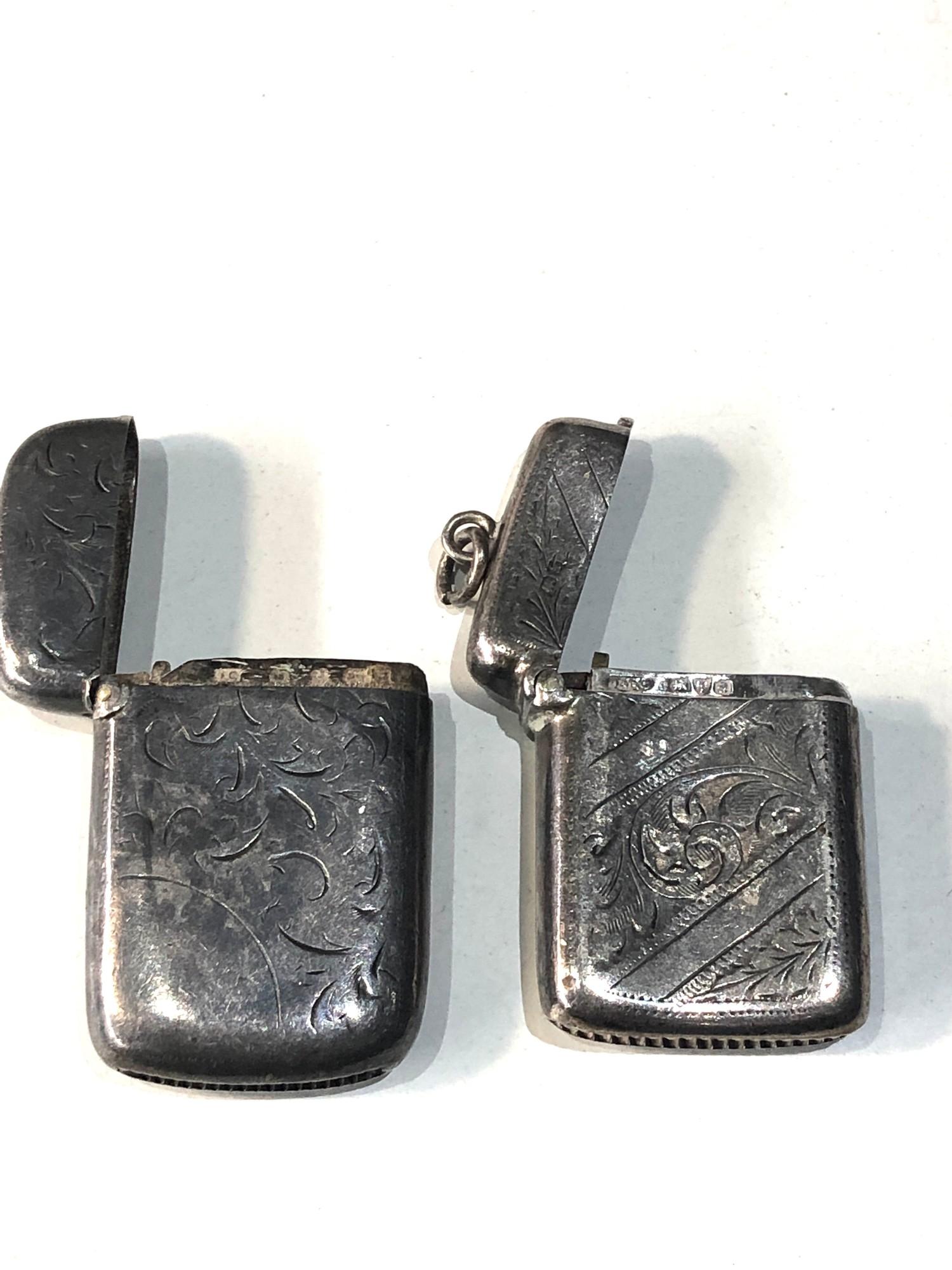 2 antique silver vesta / match strikers