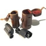 2 vintage leather cased monoculars named wollensak rochester u.s.a and aitchison london