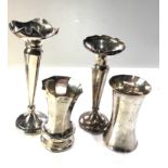 Selection of silver items flower vases etc