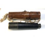 Antique brass telescope 4 draw in leather case named W.Watson & Sons Ltd 313 high Holburn w.c made