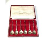 6 boxed silver teas spoons depicting spoon knops through the ages weight 59g