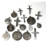 Selection of vintage silver st Christopher medals etc