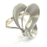 Modernist 14ct white gold and diamond dress ring hallmarked 585, weight 7.1g, diamond measures