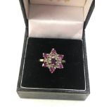 Vintage 9ct gold diamond & ruby ring weight 3.3g