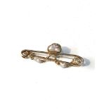 14ct gold art nouveau baroque pearl brooch measures approx 4cm wide xrt tested as 14ct gold weight