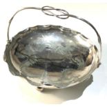 Antique Chinese silver swing handle fruit bowl measures approx 21cm dia weight 310g Chinese silver