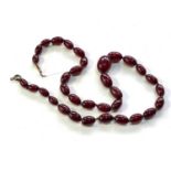 Antique cherry amber / bakelite bead necklace good internal streaking weight 21g
