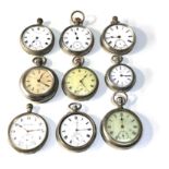 9 antique / vintage pocket watches parts spares or repair