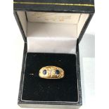 Antique 18ct gold diamond & sapphire gypsy ring chester HM weight 2.5g