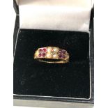 Antique 15ct gold ruby & seed pearl ring missing end pearls weight 1.8g