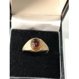 9ct gold 1970s cabuchon stone set ring weight 3.3g