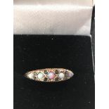 9ct gold opal sapphire gypsy ring weight 1.8g
