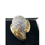 Fine French 18ct gold domed diamond cluster ring 4.30ct of diamonds weight of ring 17g