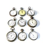 9 antique / vintage pocket watches parts spares or repair