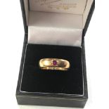 Vintage 9ct gold band ruby ring engraved inside band weight 4.3g