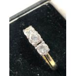 18ct gold diamond trilogy ring set with 3 diamonds 0.85ct good condition