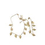 9ct gold leaf design necklace and bracelet weight 12.8g