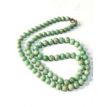 Antique long jade bead necklace each bead measures approx 9mm dia measures 74cm long weight 101g