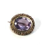 Antique 15ct gold amethyst brooch measures approx 2.1cm by 2cm weight 5.3g xrt tested 15ct