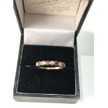 9ct gold diamond & garnet half eternity ring weight 1.8g