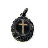 Victorian jet and seed pearl set crucifix pendant measure approx 7cm drop by 4cm wide