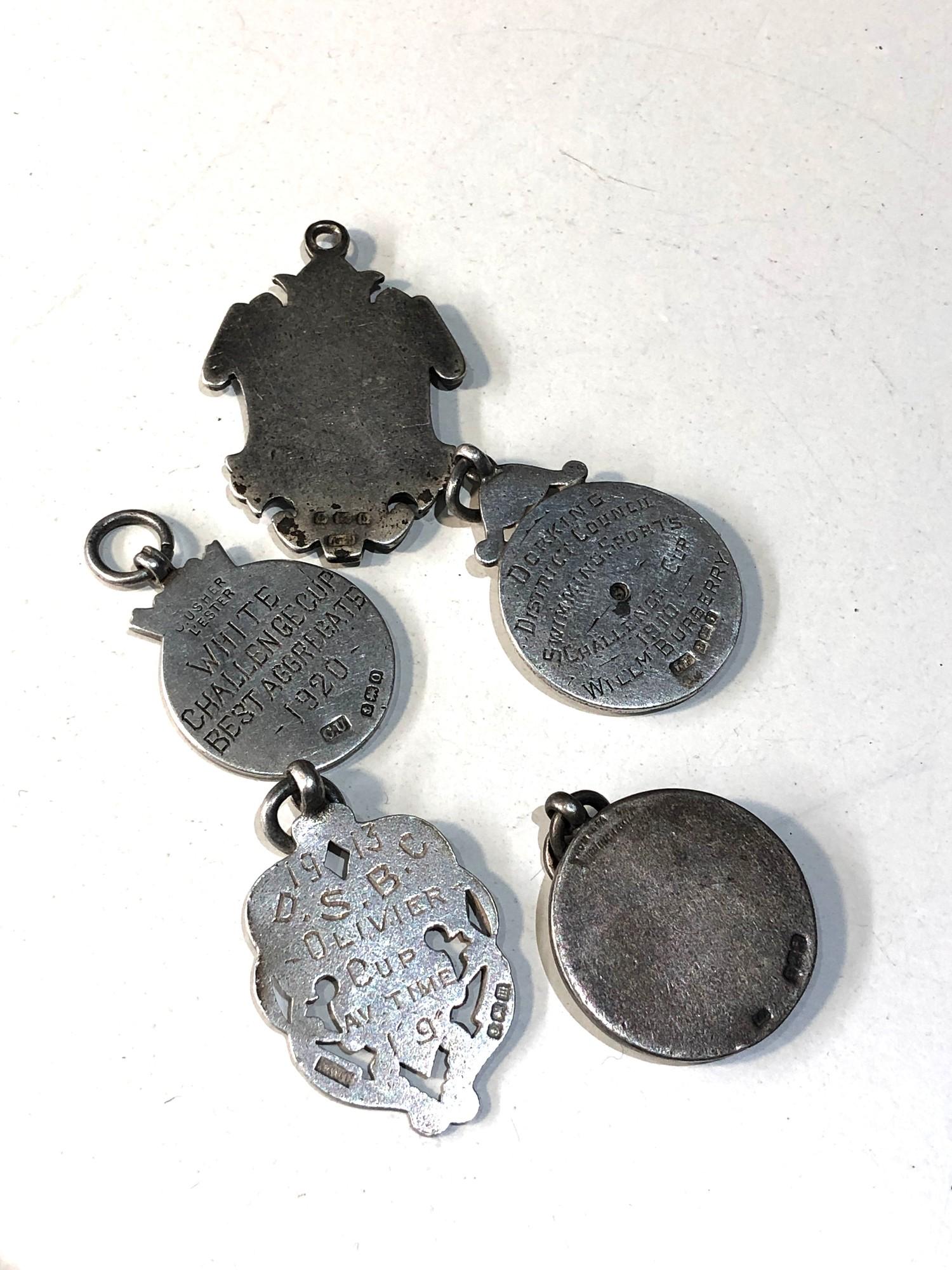 5 antique silver watch chain fobs - Image 2 of 2