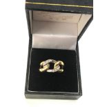 18ct gold diamond chain link design ring weight 7.2g