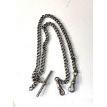 Antique silver double Albert watch chain weight 33g