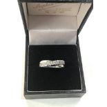 white gold cz cross over band ring 2.4g