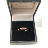 Vintage 9ct gold ruby diamond ring 1.2g