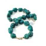 Natural turquoise necklace with gold clasp