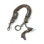 Antique sterling silver Albertina fob watch chain weight 40g