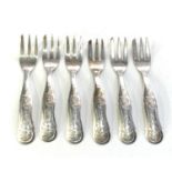 set of 6 antique dutch silver pastry forks each measure approx 10.5cm