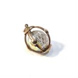 Large vintage 9ct gold spinning chrystal type ball charm measures approx 3.1cm by 2.4cm total weight