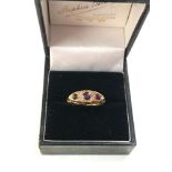 Antique 18ct gold garnet diamond gypsy ring weight 3.3g