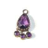 Antique gold framed victorian amethyst drop pendant measures approx 2.6cm drop by 1.1cm