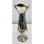 Antique silver hallmarked tulip vase, has sustained some dents, approximate weight 132g
