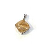 9ct white gold rutilated quartz pendant measures approx 2.9cm drop by 2cm wide weight 3.6g