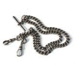 Antique silver double Albert watch chain weight 48g