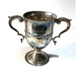Georgian sterling silver two handled loving cup London silver hallmarks engraved and dated 1836 as