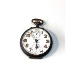 Early Zenith military type alarm pocket watch by brook & sons Edinburgh gun metal case watch is