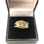 14ct gold diamond & gemstone double snake head ring weight 6.2g