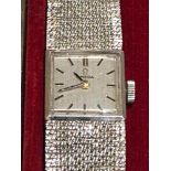 Vintage 9ct white gold ladies omega wristwatch boxed weight 23g