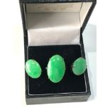 14ct gold jade ring & earrings set weight 7g