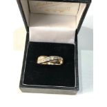 9ct gold diamond cross over ring 0.25ct weight 3.2g