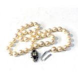 14ct white gold diamond and sapphire clasp pearl necklace clasp measures approx 2.2cm by 1.2cm