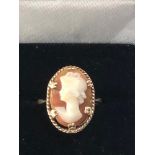 Vintage 9ct gold cameo ring weight 2.8g