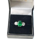 Fine quality platinum and certificated cushion cut faceted Tsavorite natural green garnet and